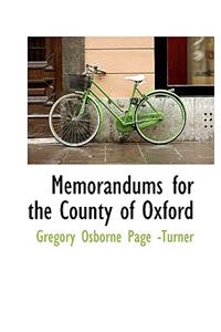 Memorandums for the County of Oxford