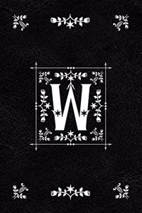 Scandinavian Design Floral Monogram Daily Journal Notebook - Letter W