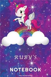 Ruby's Unicorn Rainbow Notebook: Lined Notebook