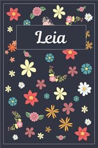 Leia: Lined Writing Notebook with Personalized Name 120 Pages 6x9 Flowers