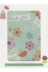 Flowers with Birds Thank You Cards