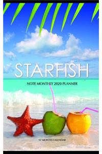 Starfish Note Monthly 2020 Planner 12 Month Calendar