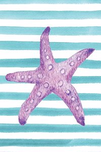 Purple Starfish Watercolor Stripe Journal, Dot Grid