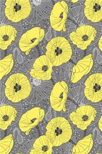 Journal Notebook Yellow Poppies On Gray