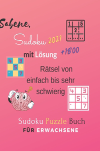 Sabene, Sudoku 2021 mit Lösung+1800 Rätsel von einfach bis sehr schwierig Sudoku Puzzle Buch FÜR ERWACHSEN