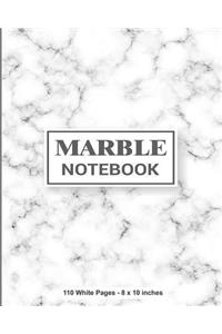 Marble Notebook 110 White Pages 8x10 inches