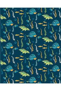 Journal: Dinosaur Fish 8x10 - Lined Journal - Writing Journal with Blank Lined Pages
