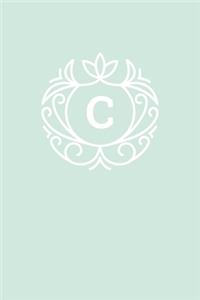 C: 110 Sketch Pages (6 x 9) - Monogram Sketch Notebook with a Mint Blue-Green Background and Simple Vintage Elegant Design - Personalized Initial Lette