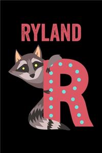 Ryland: Animals Coloring Book for Kids, Weekly Planner, and Lined Journal Animal Coloring Pages. Personalized Custom Name Initial Alphabet Christmas or Birt