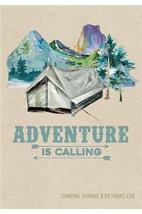 Camping Journal & RV Travel Logbook, Adventure Is Calling Tent