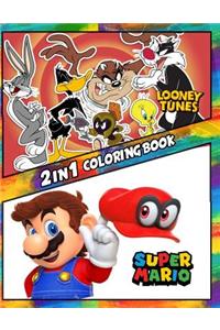 2 in 1 Coloring Book Looney Tunes and Super Mario