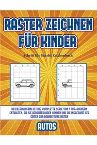 Schritt für Schritt Zeichenbuch (Raster zeichnen für Kinder - Autos)