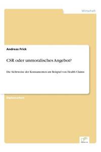 Csr Oder Unmoralisches Angebot?