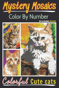 Mystery Mosaics Color By Number Colorful Cute Cats