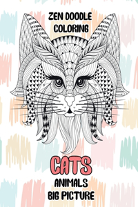 Zendoodle Coloring Big Picture - Animals - Cats