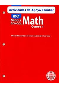 Holt Middle School Math Course 1 Actividades de Apoyo Familiar