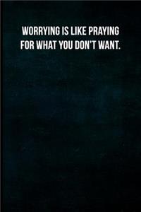 Worrying is like praying for what you don't want.