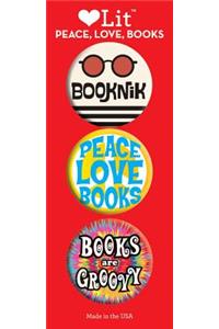 Peace, Love, Books 3-Button Assortment