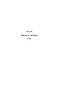 Burundi Operational Plan Report FY 2013