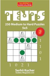 Tents - 250 Medium to Hard Puzzles 5x5