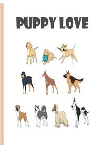 Puppy Love - Notebook / Extended Lined Pages / Soft Matte Cover