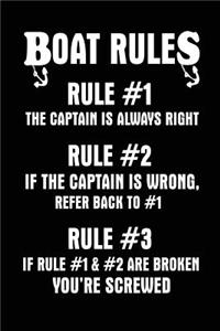 Boat Rules Rule #1 The Captain Is Always Right Rule #2 If The Captain Is Wrong
