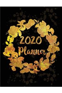 2020 Planner Weekly Monthly Flowers Crown Gold