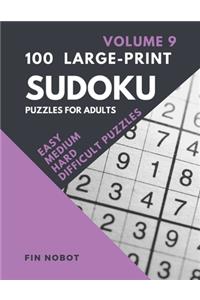 100 Large-Print Sudoku Puzzles for Adults (Volume 9)