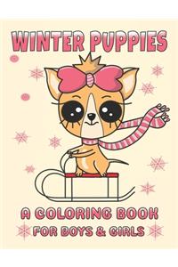 Winter Puppies A Coloring Book For Boys And Girls