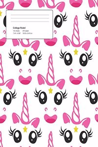 Unicorn Faces Pattern Composition College Ruled Book (7.44 x 9.69) 200 pages V9