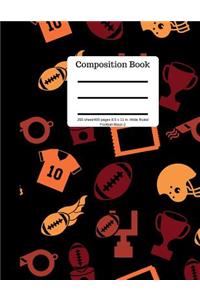 Composition Book 200 sheet/400 pages 8.5 x 11 in.-Wide Ruled-Football-Black-2