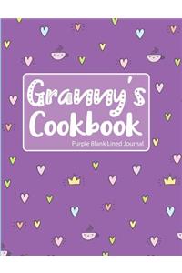 Granny's Cookbook Purple Blank Lined Journal