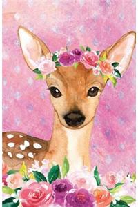 Journal Notebook For Animal Lovers Female Deer In Flowers