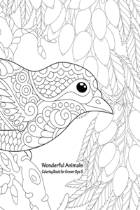 Wonderful Animals Coloring Book for Grown-Ups 5