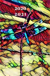 Royal Blue, Teal, & Purple Dragonfly Lover's Cute 25 Month Weekly Planer Dated Calendar 2 years plus December