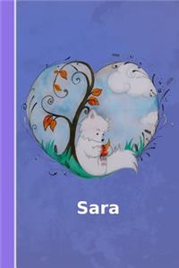 Sara: Personalisiertes Notizbuch - Fuchs Mit Herz - Softcover - 120 Seiten - Leer / Blanko / Nummeriert - Notebook - Tagebuch - Diary - Scrapbook - Gesche