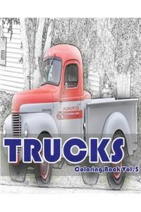 Trucks Coloring Book Vol.5: Trucks Grayscale Coloring Books for Adults Relaxation Art Therapy for Busy People