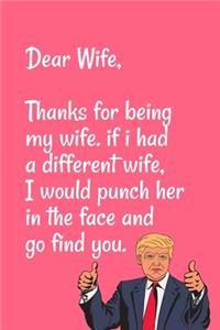 Dear Wife Thanks for being my wife, if i had a different wife, I would punch her in the face and go find you