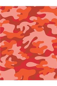 Camouflage Red Notebook - 4x4 Graph Paper