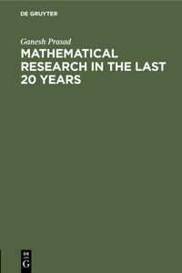 Mathematical Research in the Last 20 Years