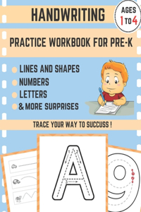 Handwriting practice workbook for pre-k