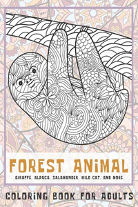 Forest Animal - Coloring Book for adults - Giraffe, Alpaca, Salamander, Wild cat, and more