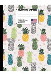 Composition Notebook 4x4 Graph Paper: Colorful Tropical Pineapple Back to School Composition Book for Teachers, Students, Kids and Teens