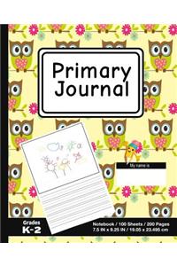 Primary Journal: Owl Art Print (9) - Grades K-2, Creative Story Tablet - Primary Draw & Write Journal Notebook For Home & School [Classic]