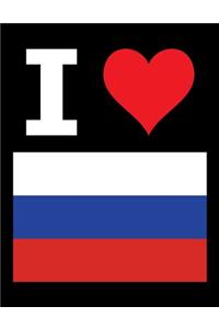I Love Russia - 100 Page Blank Notebook - Unlined White Paper, Black Cover