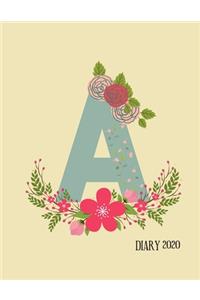 Perfect personalized initial diary Rustic Floral Initial Letter A Alphabet Lover Journal Gift For Class Notes or Inspirational Thoughts.