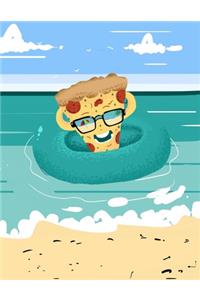 Pizza Slice Composition Notebook Beach Culture Vibe College Ruled Lined Pages(8.5X11)
