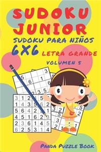 Sudoku Junior - Sudoku Para Niños 6x 6 Letra Grande - Volumen 5