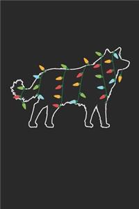 Wolf with Christmas Lights - Christmas Notebook - Wolf Diary - Animal Journal - Christmas Gift for Animal Lover