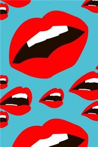 Lips: Pop Culture Lips - 150 Lined Journal Pages Planner Diary Notebook Blue & Red Cover